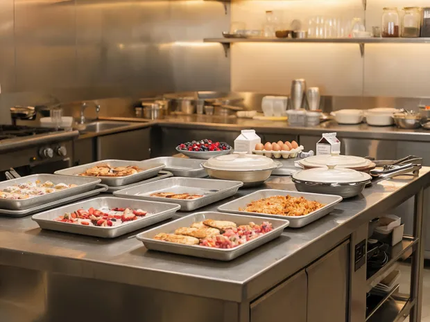 Hospitality kitchen using sheet pans