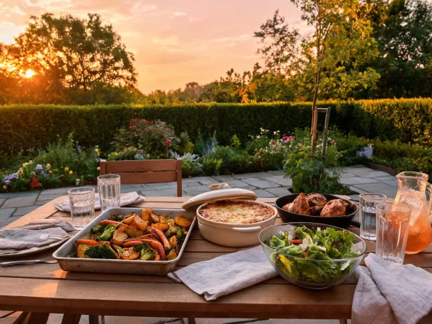 Outdoor entertaining with bakeware and serveware